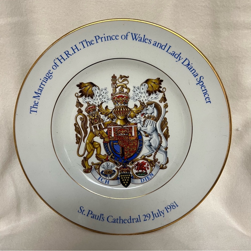 PRINCE CHARLES MARRIAGE LARGE PLATE BY WOOD & SONS ENGLAND